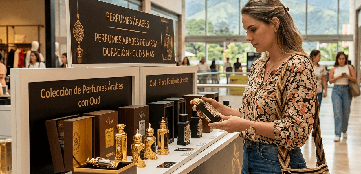 Botella de perfume árabe con oud ingrediente estrella de las fragancias orientales