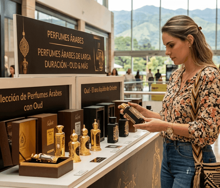 Botella de perfume árabe con oud ingrediente estrella de las fragancias orientales